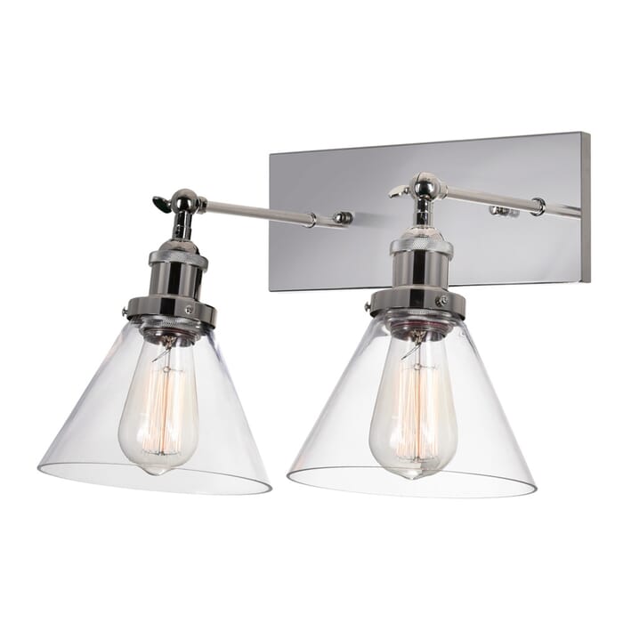 CWI Eustis 2 Light Wall Sconce With Polished Nickel Finish CWI Eustis 2 Light Wall Sconce With Polished Nickel Finish