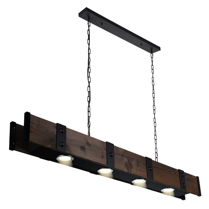 CWI Pago Drum Shade Island Light With Black & Wood Finish CWI Pago Drum Shade Island Light With Black & Wood Finish