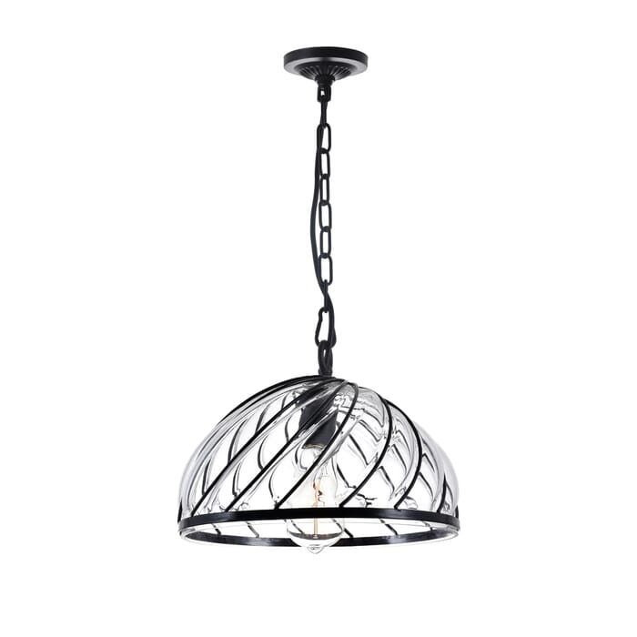 CWI Escot 1 Light Down Pendant With Black & Wood Finish CWI Escot 1 Light Down Pendant With Black & Wood Finish