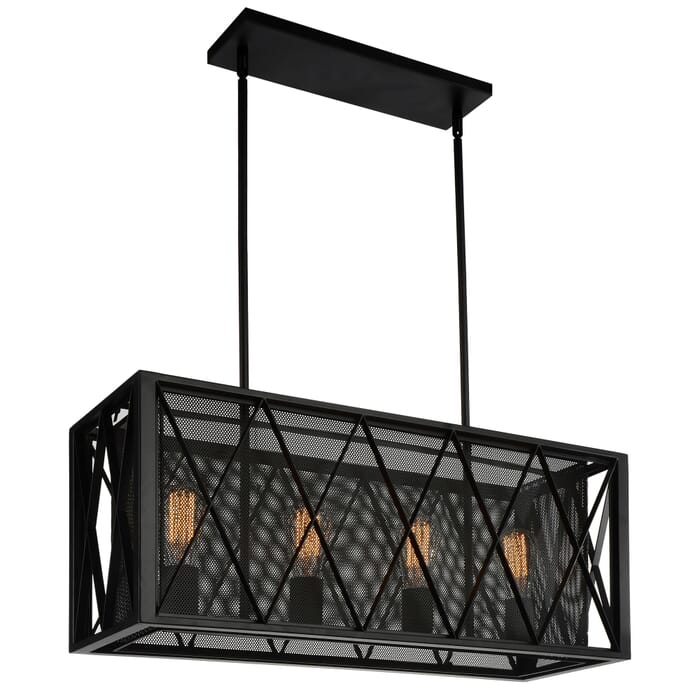 CWI Tapedia 4 Light Up Chandelier With Black Finish CWI Tapedia 4 Light Up Chandelier With Black Finish