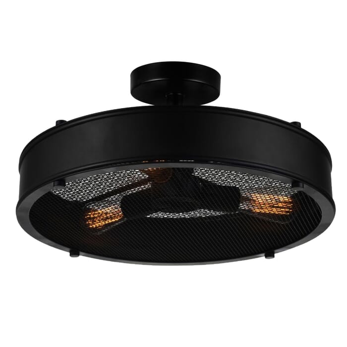CWI Tigris 3 Light Drum Shade Flush Mount With Black Finish CWI Tigris 3 Light Drum Shade Flush Mount With Black Finish