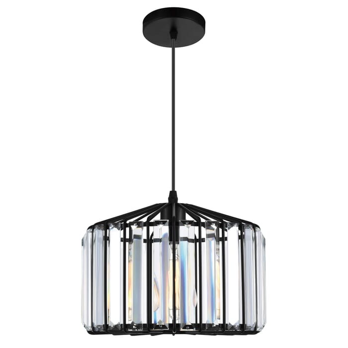 CWI Alethia 1 Light Drum Shade Pendant With Black Finish CWI Alethia 1 Light Drum Shade Pendant With Black Finish