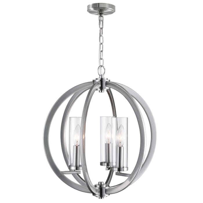 CWI Elton 3 Light Chandelier With Satin Nickel Finish CWI Elton 3 Light Chandelier With Satin Nickel Finish