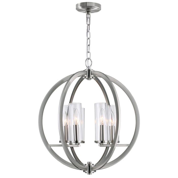 CWI Elton 6 Light Chandelier With Satin Nickel Finish CWI Elton 6 Light Chandelier With Satin Nickel Finish