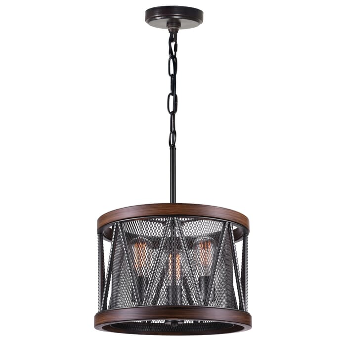 CWI Parsh 3 Light Drum Shade Chandelier With Pewter Finish CWI Parsh 3 Light Drum Shade Chandelier With Pewter Finish