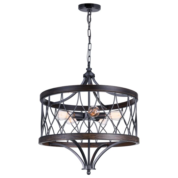 CWI Amazon 5 Light Drum Shade Chandelier With Gun Metal Finish CWI Amazon 5 Light Drum Shade Chandelier With Gun Metal Finish
