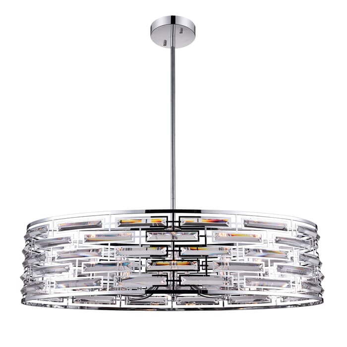 CWI Petia 8 Light Drum Shade Island Light With Chrome Finish CWI Petia 8 Light Drum Shade Island Light With Chrome Finish