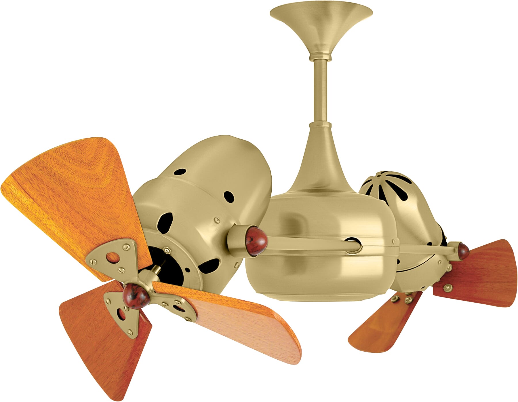 Duplo-Dinamico 3-Speed AC 36" Ceiling Fan in Brushed Brass with Mahogany blades