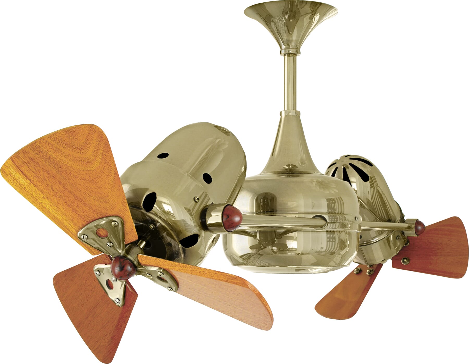 Duplo-Dinamico 3-Speed AC 36" Ceiling Fan in Polished Brass with Mahogany blades