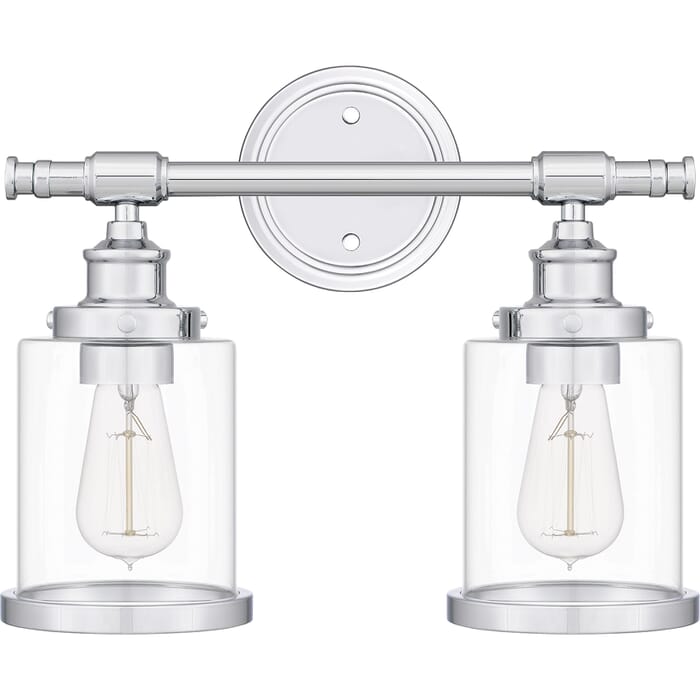 Dixie 2-Light Bathroom Vanity Light in Polished Chrome Dixie 2-Light Bathroom Vanity Light in Polished Chrome