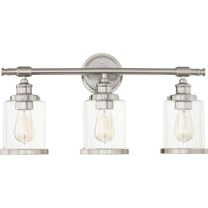 Dixie 3-Light Bathroom Vanity Light in Brushed Nickel Dixie 3-Light Bathroom Vanity Light in Brushed Nickel