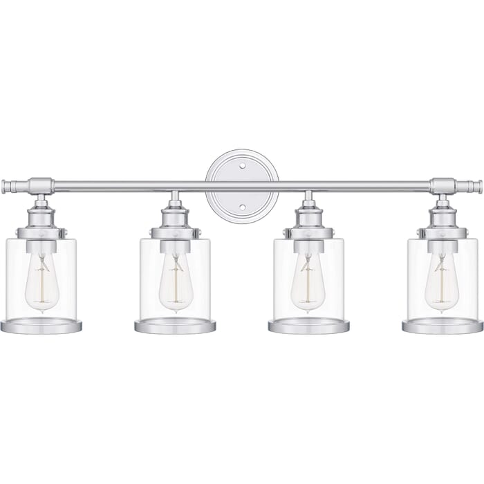 Dixie 4-Light Bathroom Vanity Light in Polished Chrome Dixie 4-Light Bathroom Vanity Light in Polished Chrome