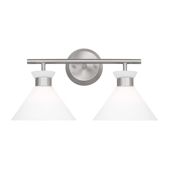 Belcarra 2-Light Bathroom Vanity Light in Brushed Steel Belcarra 2-Light Bathroom Vanity Light in Brushed Steel