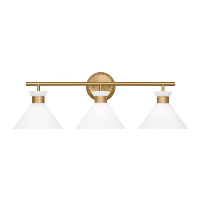 Belcarra 3-Light Bathroom Vanity Light in Satin Brass Belcarra 3-Light Bathroom Vanity Light in Satin Brass