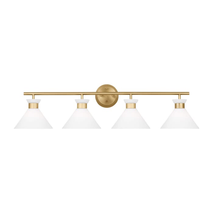 Belcarra 4-Light Bathroom Vanity Light in Satin Brass Belcarra 4-Light Bathroom Vanity Light in Satin Brass