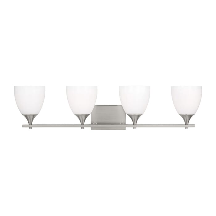 Toffino 4-Light Bathroom Vanity Light in Brushed Steel by Drew & Jonathan Toffino 4-Light Bathroom Vanity Light in Brushed Steel by Drew & Jonathan