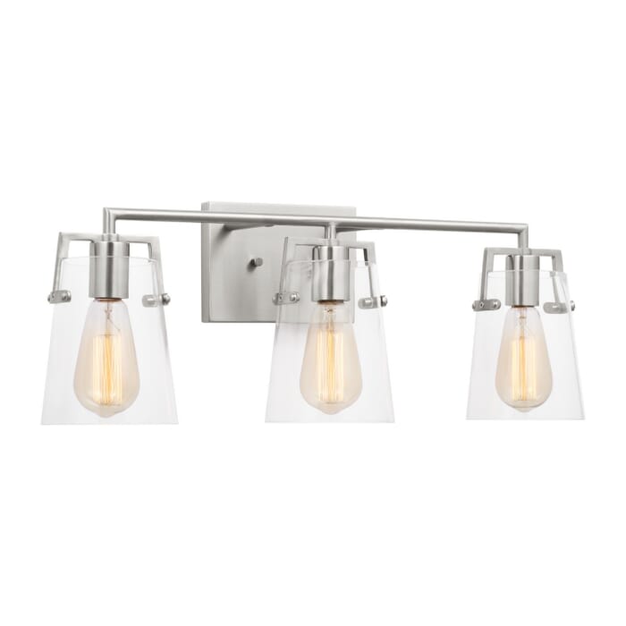 Crofton 3-Light Bathroom Vanity Light in Brushed Steel Crofton 3-Light Bathroom Vanity Light in Brushed Steel