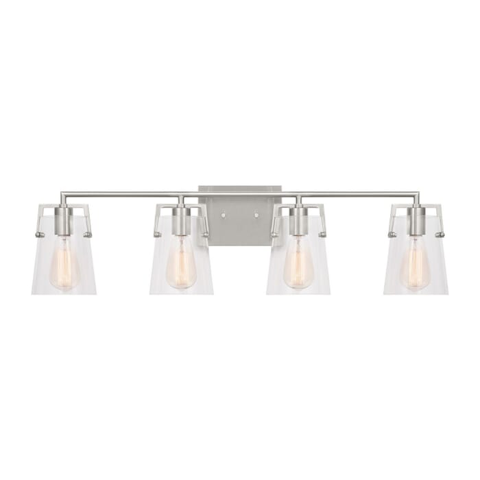 Crofton 4-Light Bathroom Vanity Light in Brushed Steel Crofton 4-Light Bathroom Vanity Light in Brushed Steel