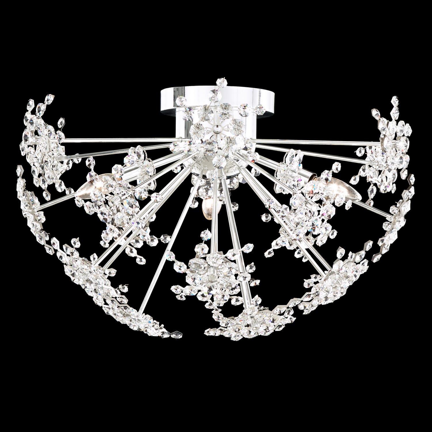 Esteracae 3-Light Semi-Flush Ceiling Light in Antique Silver