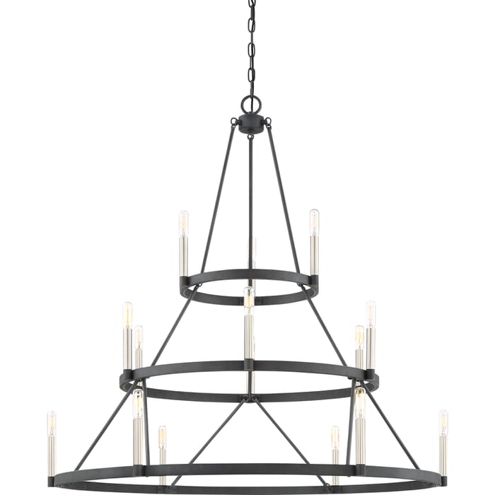 Quoizel Doran 15-Light 41" Transitional Chandelier in Mottled Black Quoizel Doran 15-Light 41" Transitional Chandelier in Mottled Black