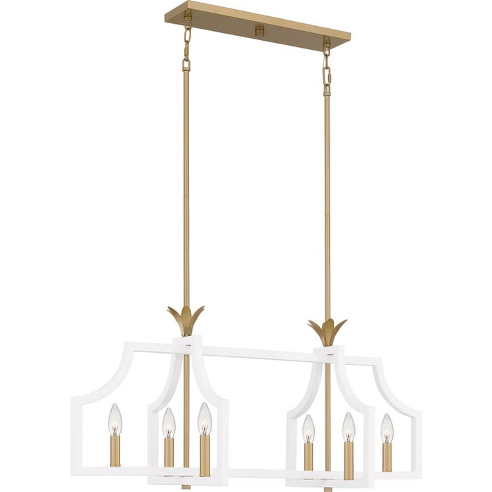 Dusty Lane 6-Light Linear Chandelier in White Dusty Lane 6-Light Linear Chandelier in White