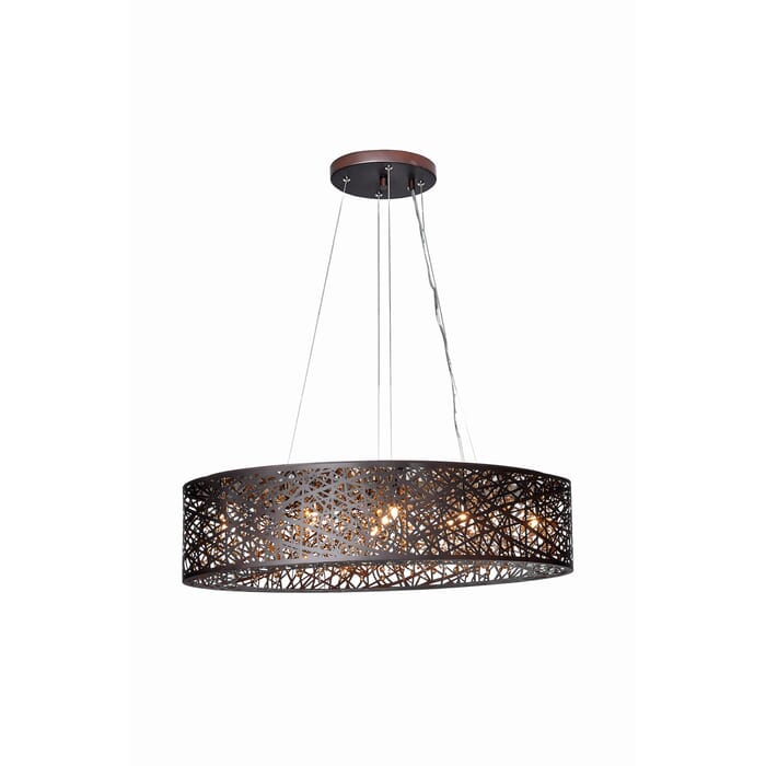 ET2 Inca 9-Light Linear Pendant in Bronze w/Cognac Glass ET2 Inca 9-Light Linear Pendant in Bronze w/Cognac Glass