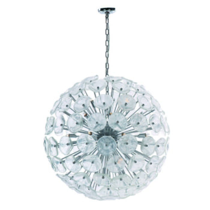 ET2 Fiori 31.5" 28-Light Clear Murano Glass Pendant in Polished Chrome ET2 Fiori 31.5" 28-Light Clear Murano Glass Pendant in Polished Chrome