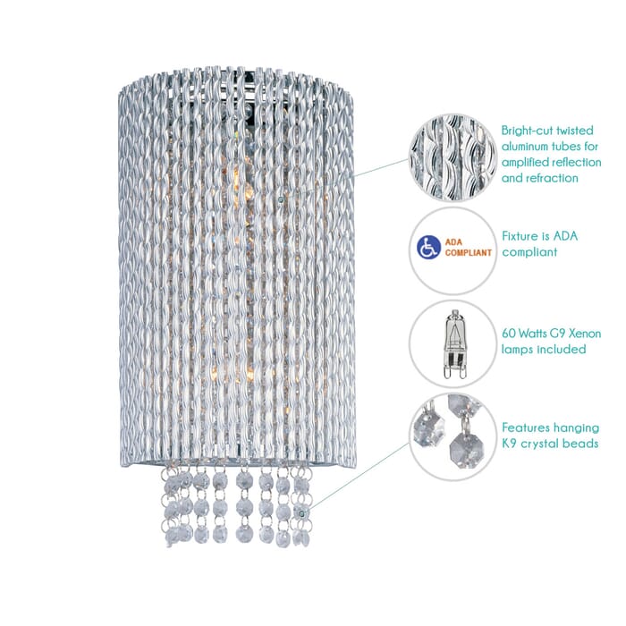 ET2 Spiral 2-Light Xenon Wall Light in Polished Chrome ET2 Spiral 2-Light Xenon Wall Light in Polished Chrome