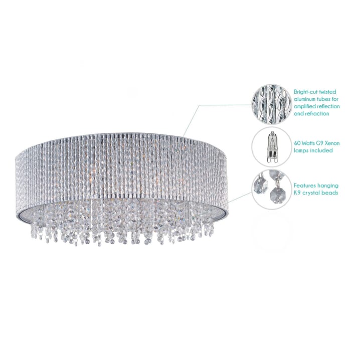 ET2 Spiral 10-Light Xenon Drum Flush Mount, Polished Chrome ET2 Spiral 10-Light Xenon Drum Flush Mount, Polished Chrome