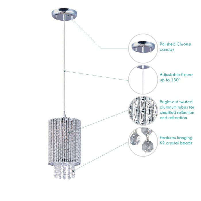 ET2 Spiral 1-Lt. Xenon Drum Shade Pendant, Polished Chrome ET2 Spiral 1-Lt. Xenon Drum Shade Pendant, Polished Chrome