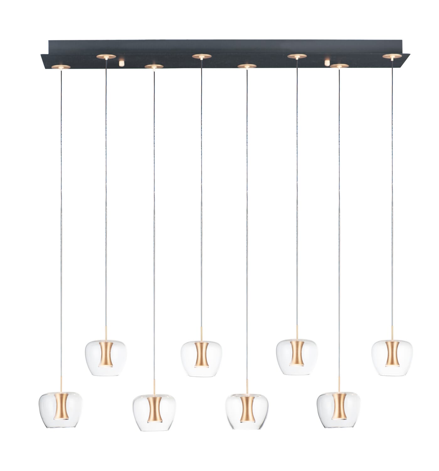 Newton 8-Light LED Pendant in Black with Gold