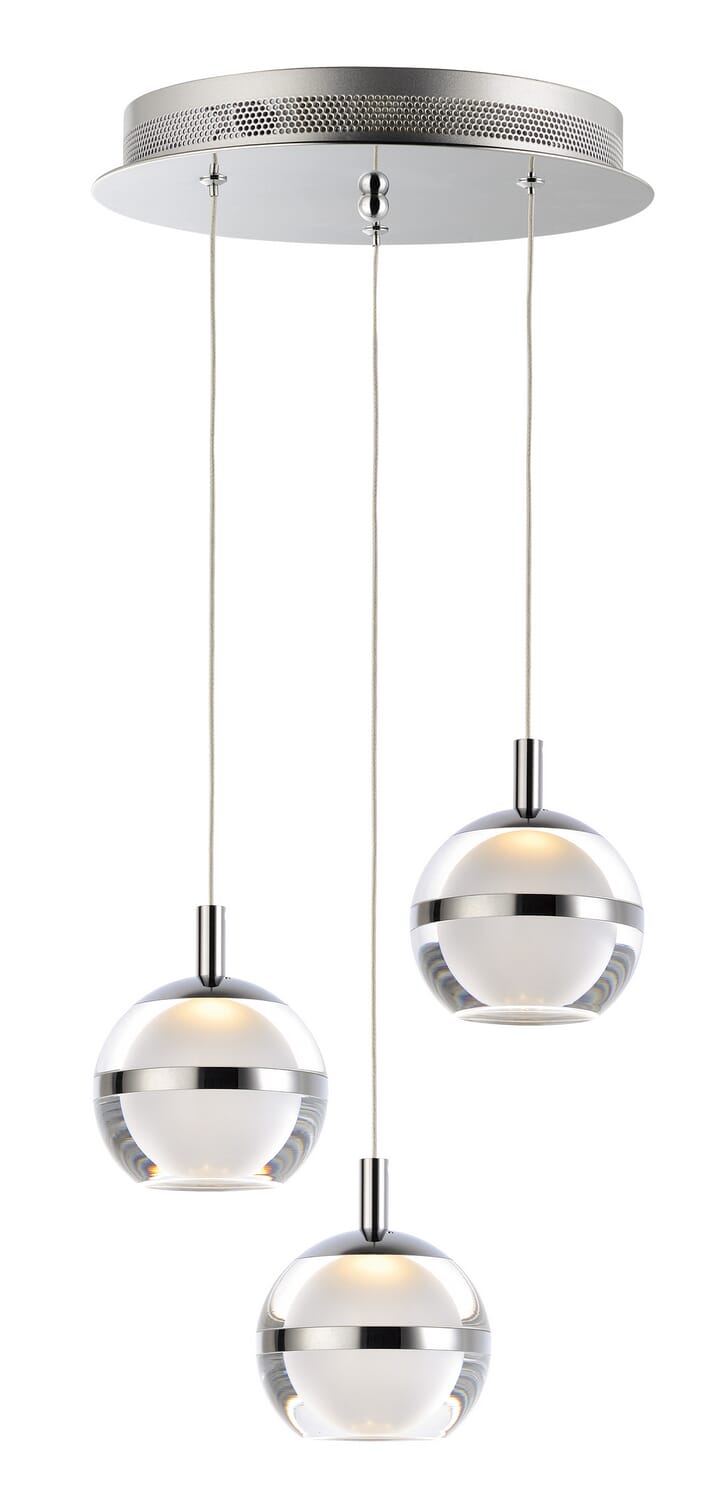 Swank 3-Light LED Pendant in Polished Chrome