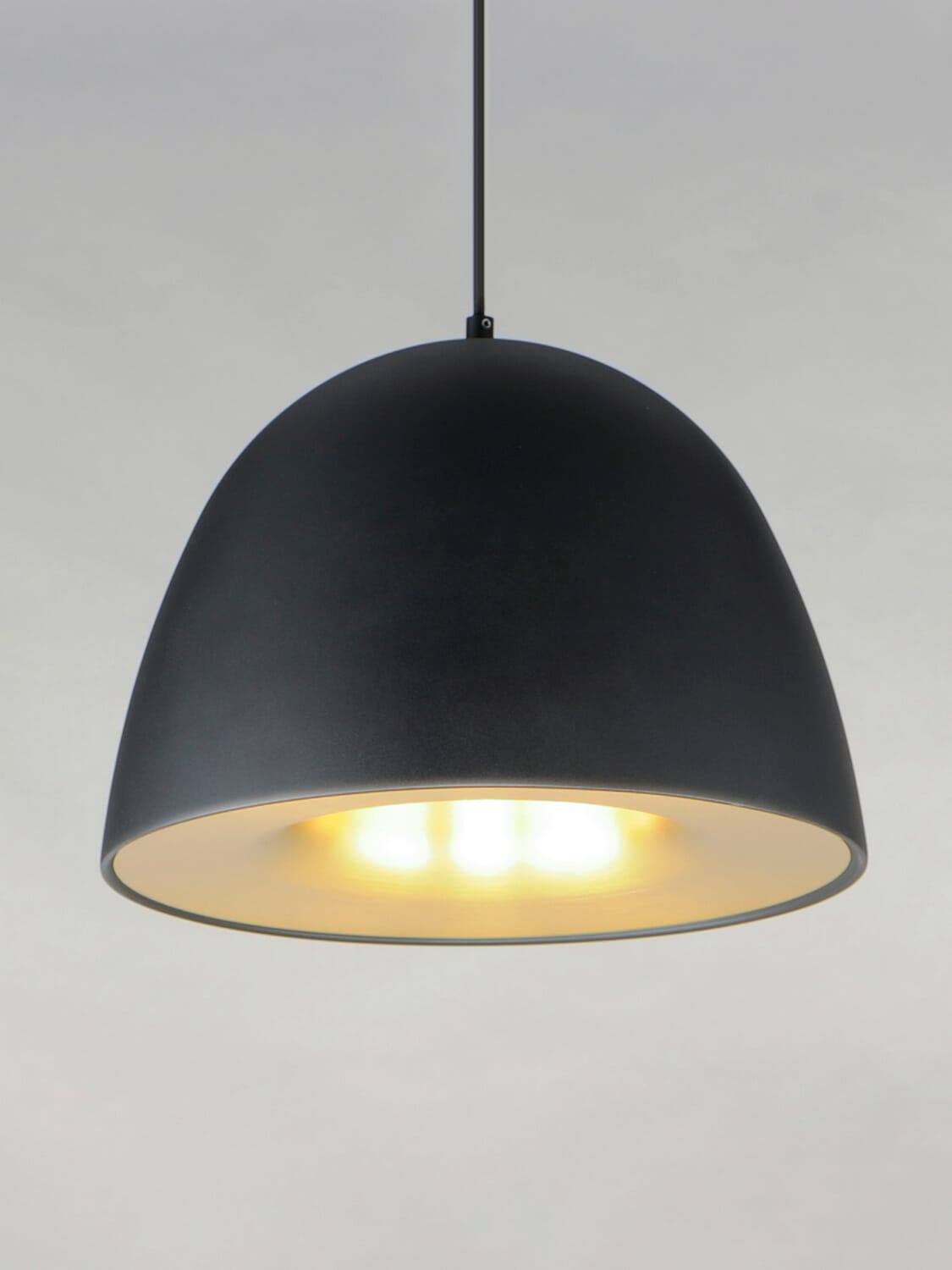 Fungo 1-Light LED Pendant in Black with Satin Brass