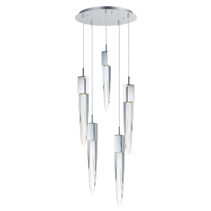 ET2 Lighting Quartz 15.75" LED 5-Light Pendant in Polished Chrome ET2 Lighting Quartz 15.75" LED 5-Light Pendant in Polished Chrome