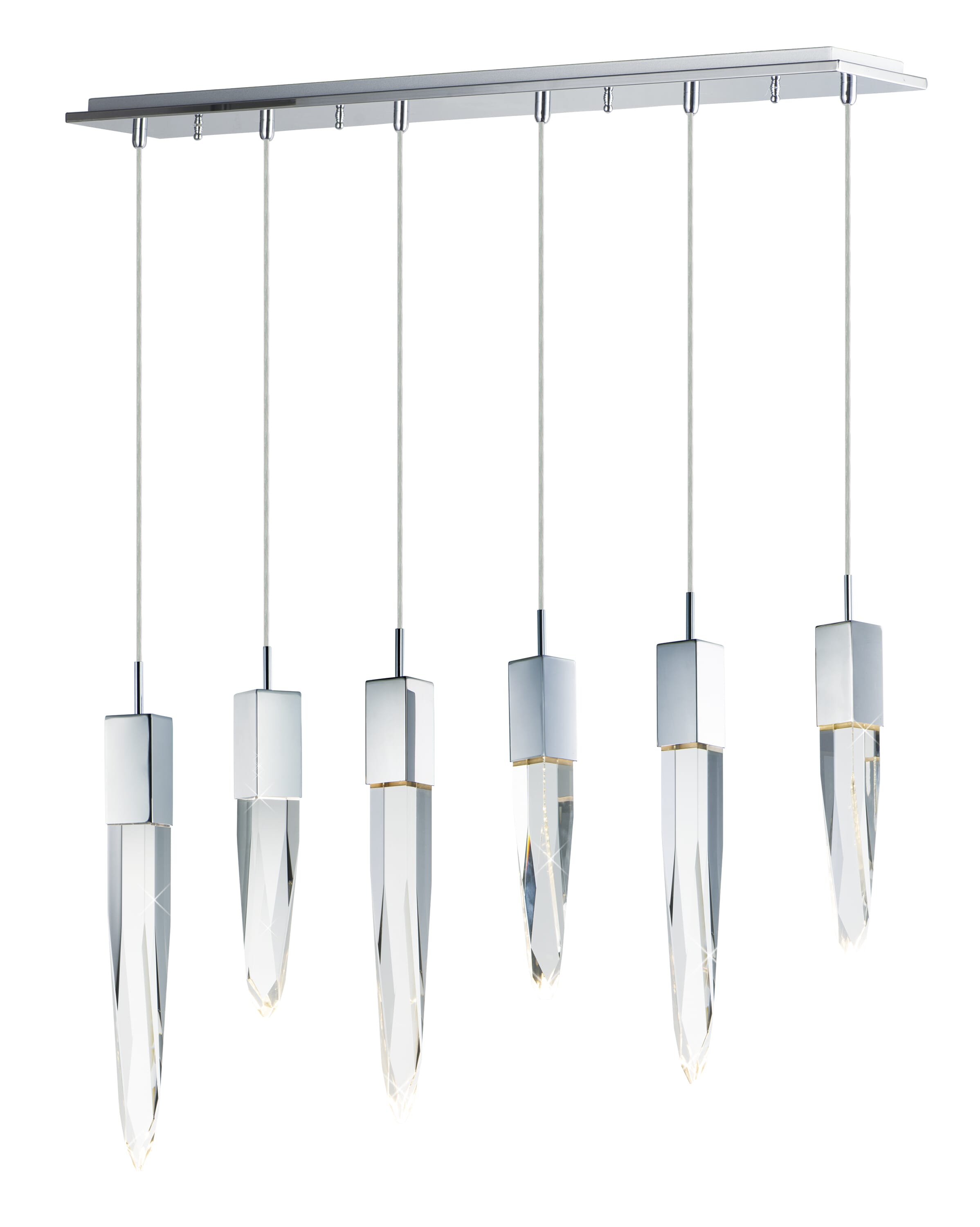 ET2 Lighting Quartz 39.25" LED 6-Light Linear Pendant in Polished Chrome