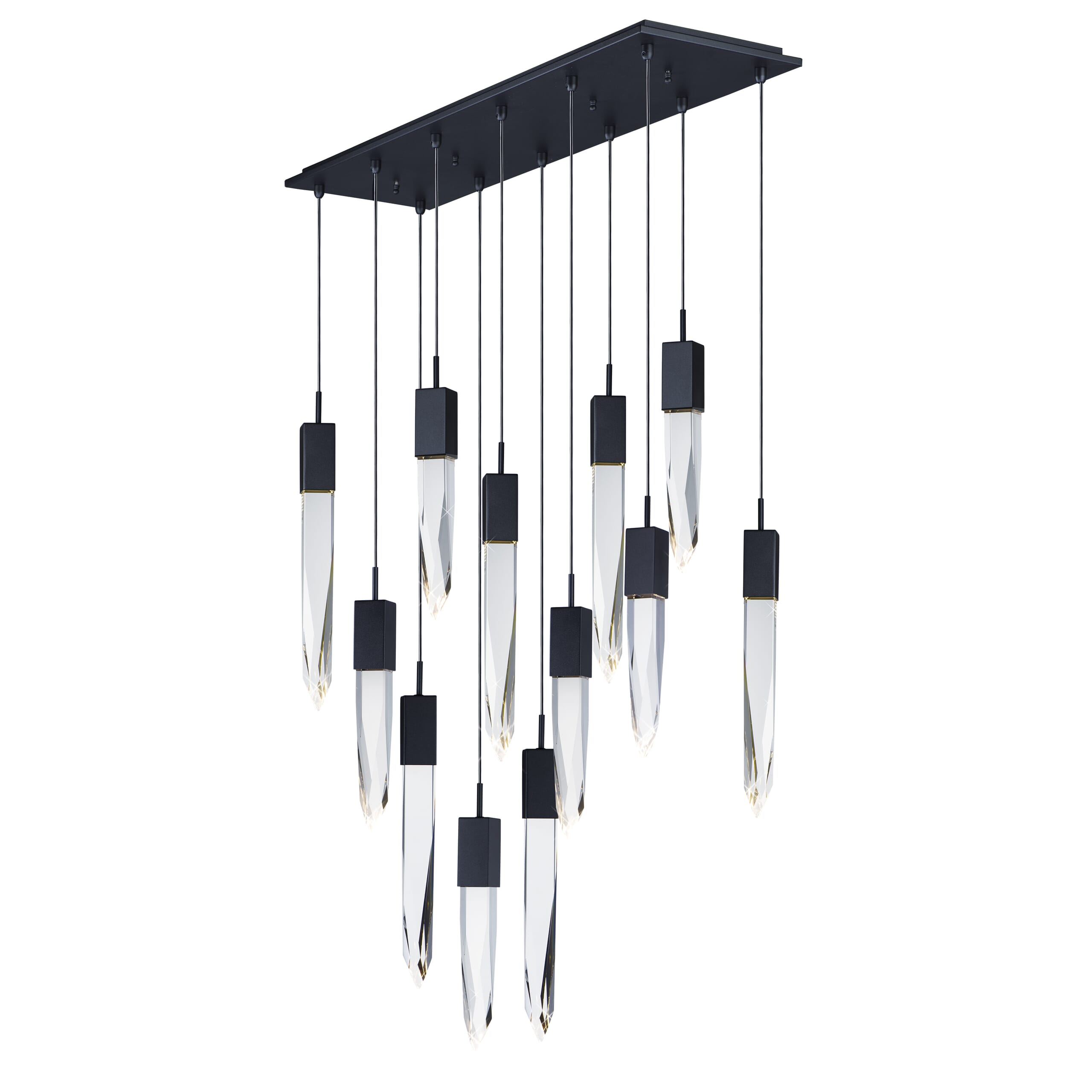 ET2 Lighting Quartz 39.25" LED 12Light Pendant in Black