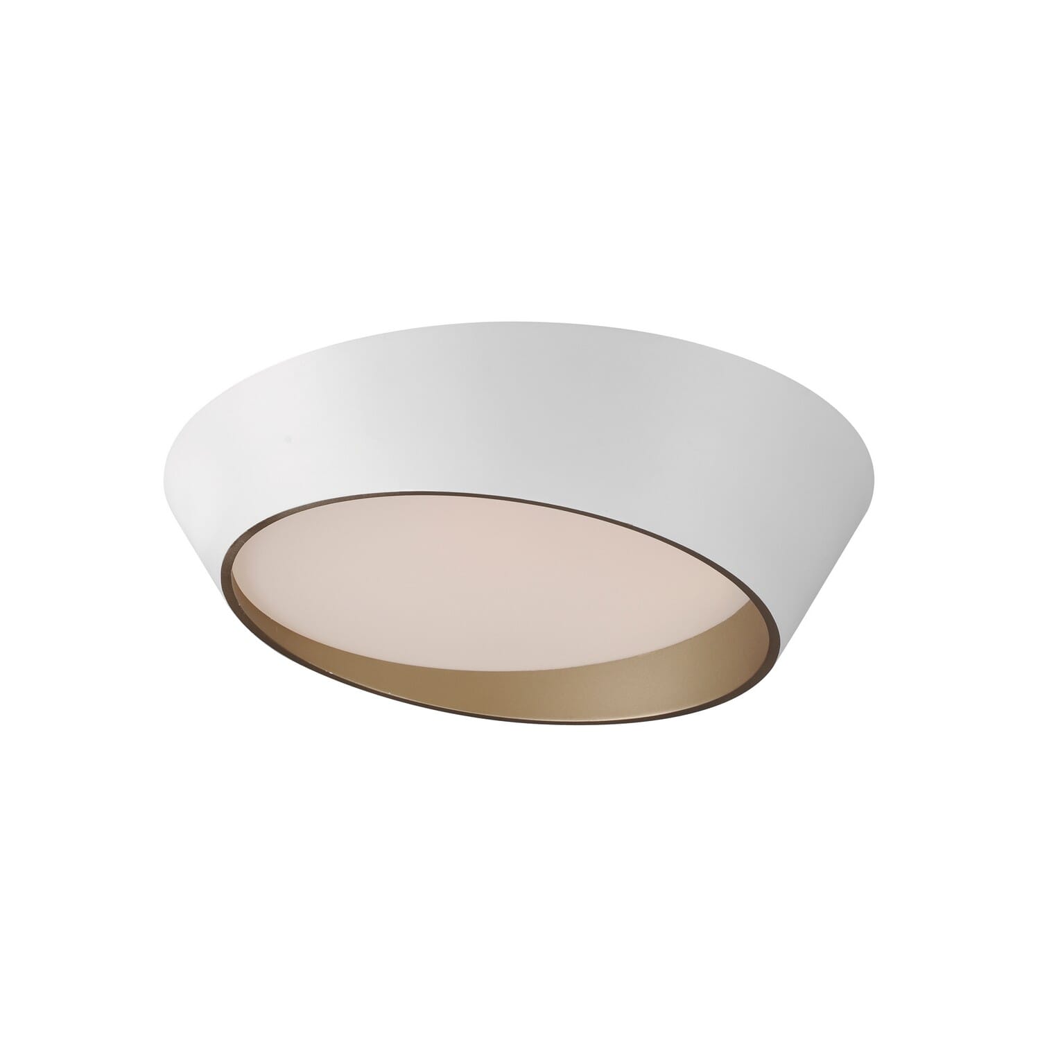 Slant 1-Light LED Flush Mount in White with Gold