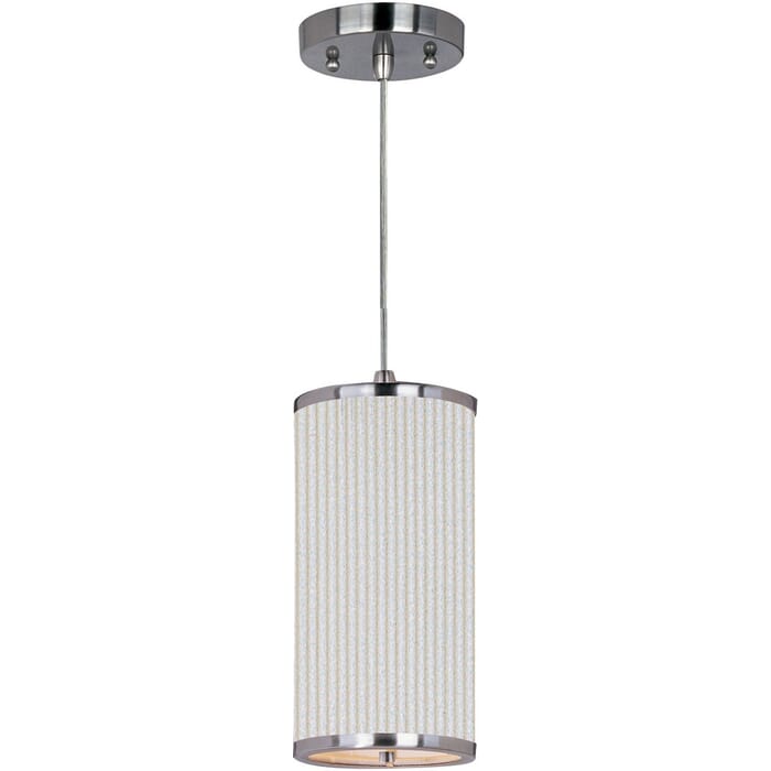 ET2 Elements 13.75" White Pleat Shade Mini Pendant in Satin Nickel ET2 Elements 13.75" White Pleat Shade Mini Pendant in Satin Nickel