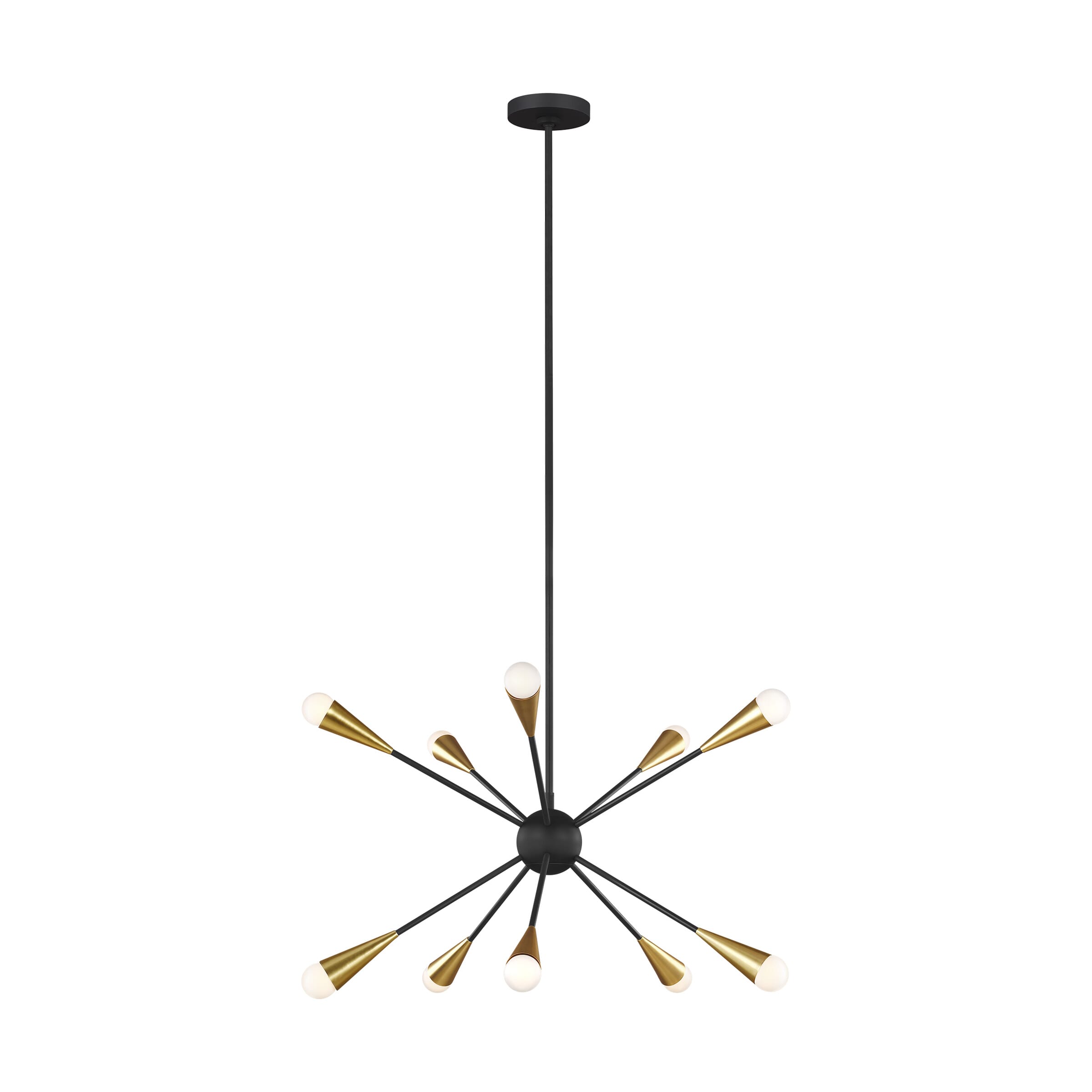 Generation Lighting Jax 10-Light Chandelier in Midnight Black And Burnished Brass by Ellen Degeneres