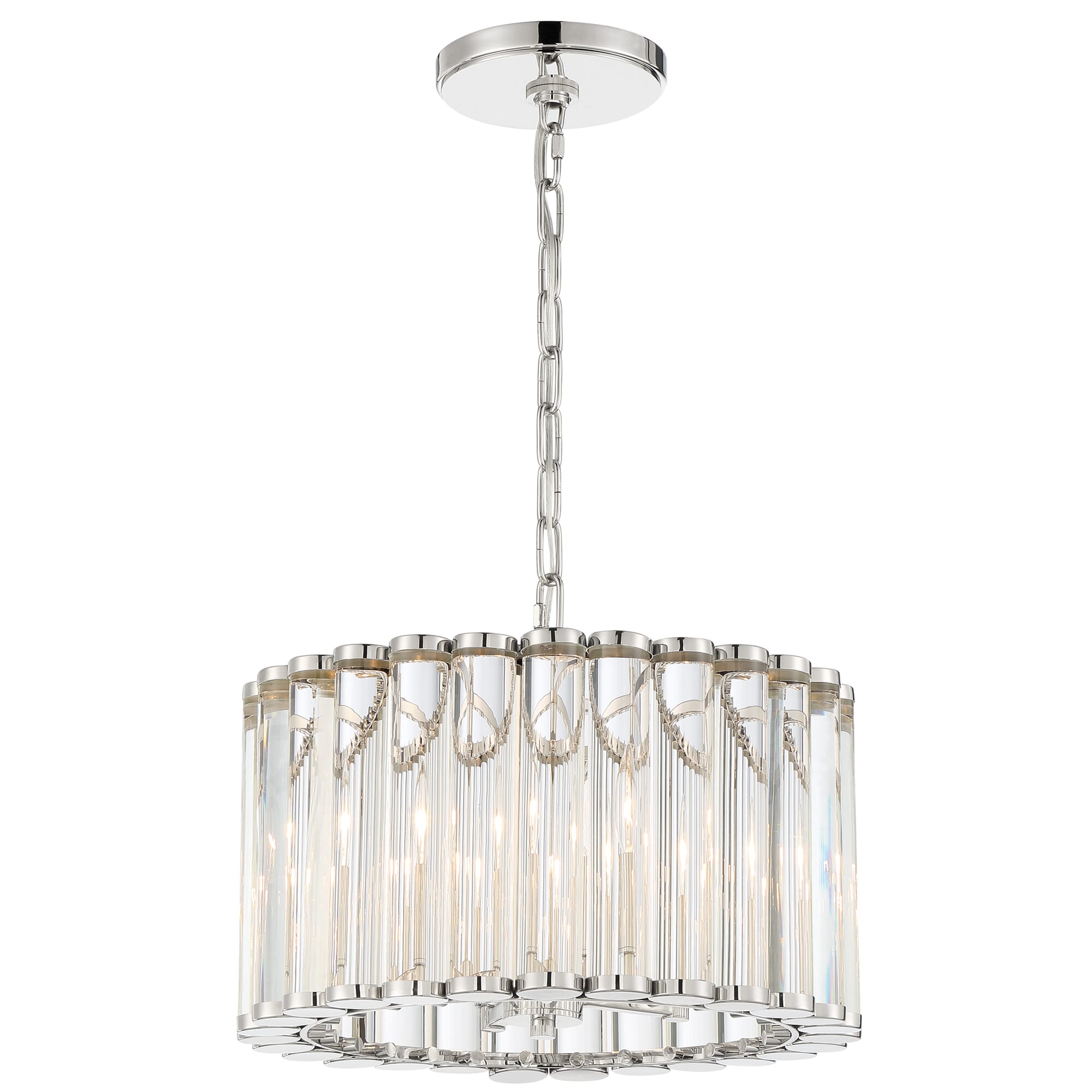 Crystorama Elliot 4-Light Pendant Light in Polished Nickel with Clear Glass Crystals