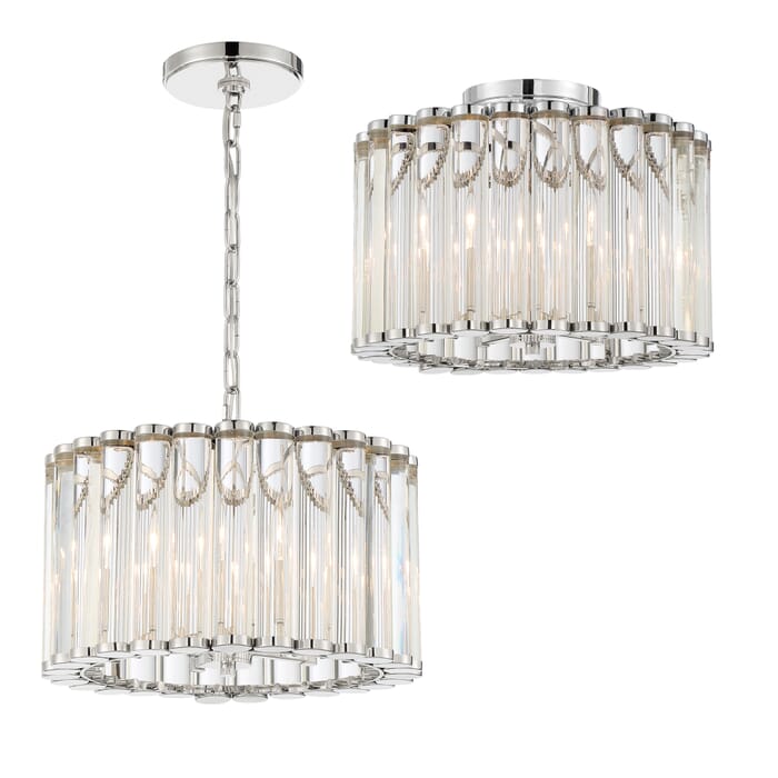 Crystorama Elliot 4-Light Ceiling Light in Polished Nickel with Clear Glass Crystals Crystorama Elliot 4-Light Ceiling Light in Polished Nickel with Clear Glass Crystals