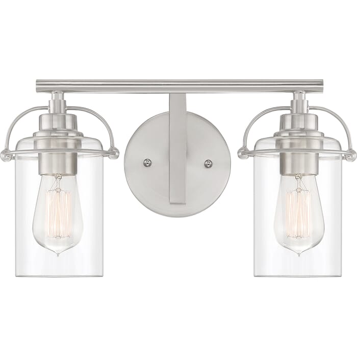 Quoizel Emerson 2-Light 9" Bathroom Vanity Light in Brushed Nickel Quoizel Emerson 2-Light 9" Bathroom Vanity Light in Brushed Nickel