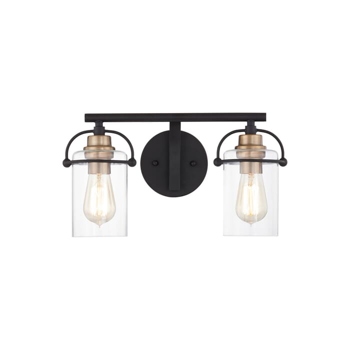 Quoizel Emerson 2-Light Bathroom Vanity Light in Matte Black Quoizel Emerson 2-Light Bathroom Vanity Light in Matte Black