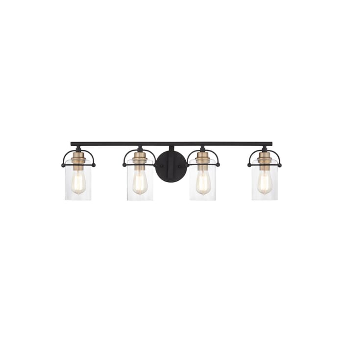 Quoizel Emerson 4-Light Bathroom Vanity Light in Matte Black Quoizel Emerson 4-Light Bathroom Vanity Light in Matte Black
