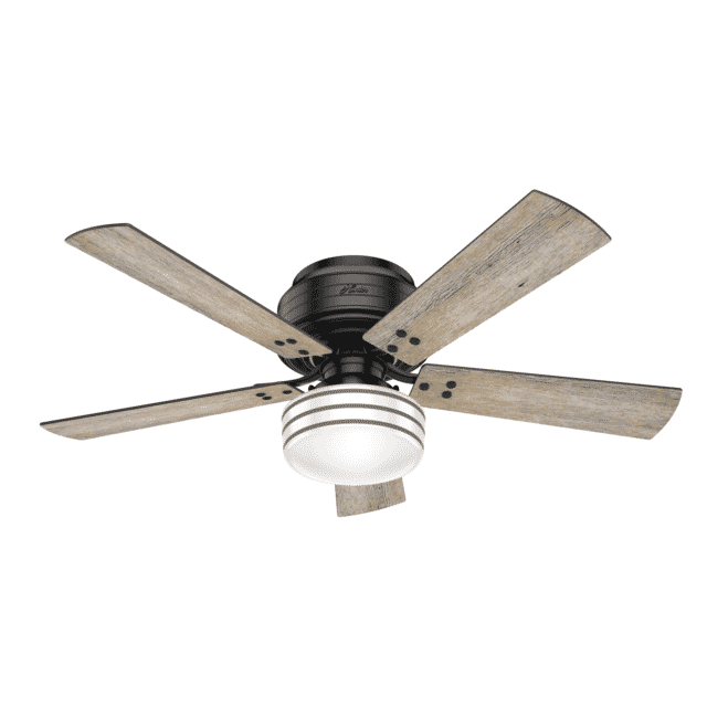 Hunter Cedar Key 52 Indoor Outdoor Flush Mount Ceiling Fan In Matte Black Lightsonline Com