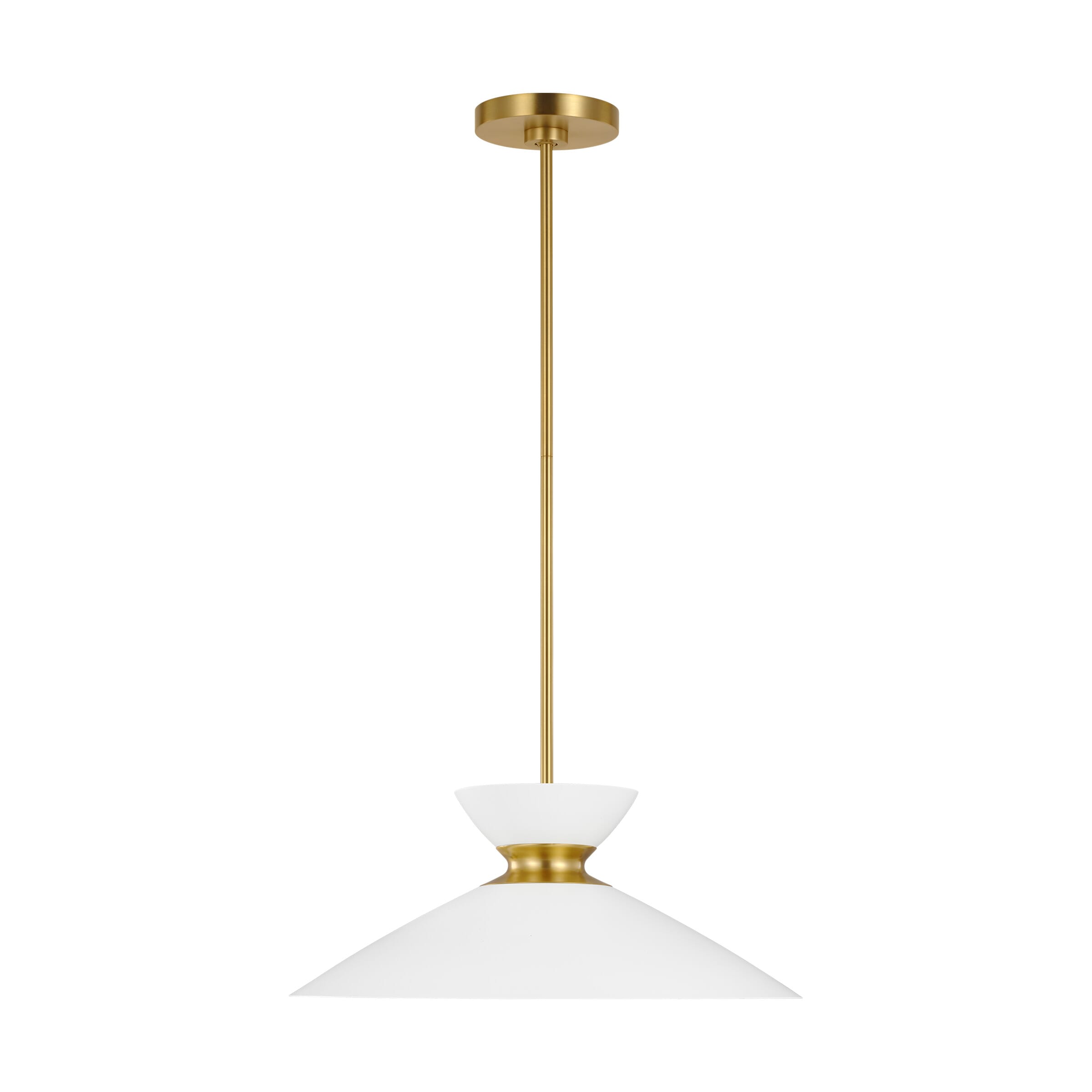 Generation Lighting Heath Pendant Light in Burnished Brass And Matte White by Ellen Degeneres