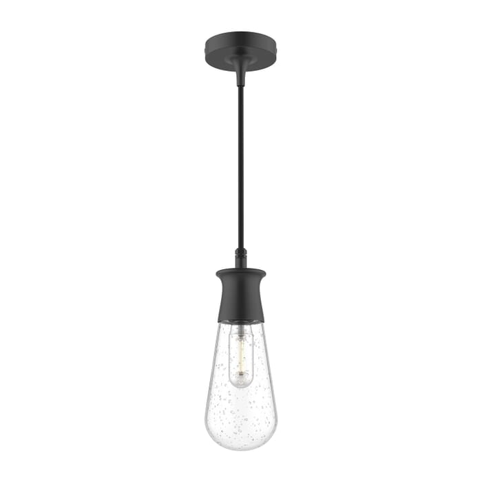 Marcel 1-Light Outdoor Pendant in Clear Bubble Glass with Textured Black Marcel 1-Light Outdoor Pendant in Clear Bubble Glass with Textured Black