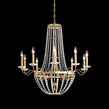 Schonbek Early American 10-Light Chandelier in Heirloom Silver with Clear Crystals From Swarovski Crystals
