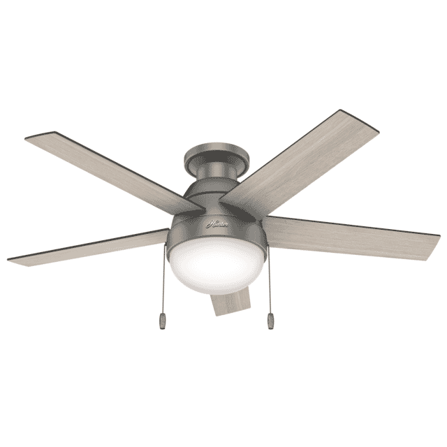 Hunter Anslee 2 Light 46 Flush Mount, Best Low Profile Ceiling Fan Without Light