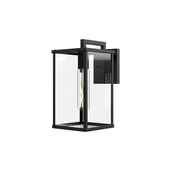 Brentwood 1-Light Exterior Wall Mount in Clear Glass with Textured Black Brentwood 1-Light Exterior Wall Mount in Clear Glass with Textured Black